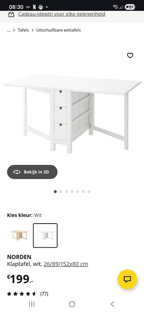 Ikea klaptafel, Ophalen