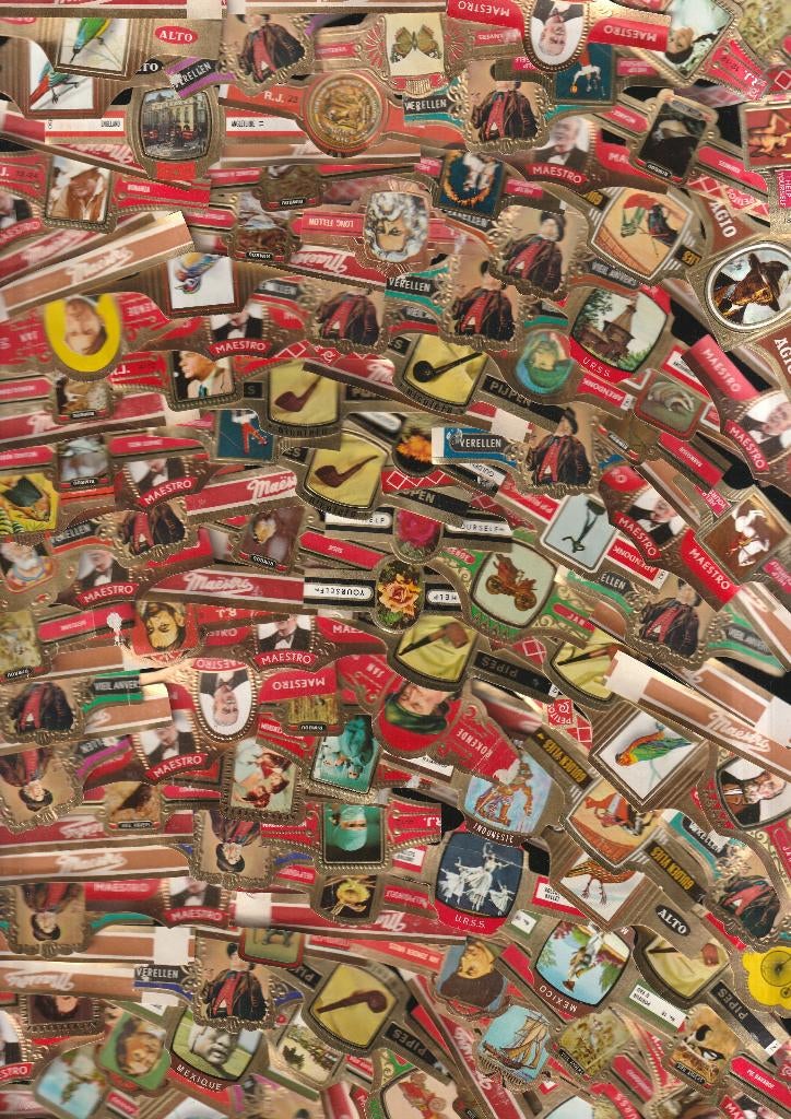 lot van 1000 stuks oude sigarenbandjes van varia, Ophalen of Verzenden, Gebruikt, Sigarenbandjes