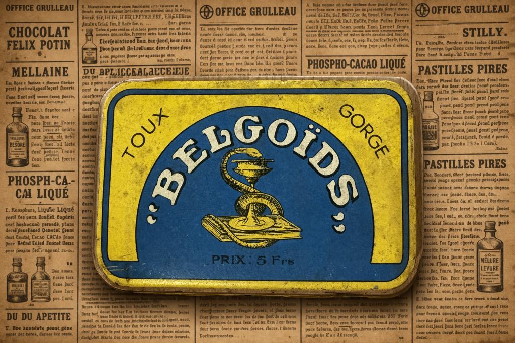 Oude doos Belgoïds keelpastilles apotheek 1920 metaal, Verzamelen, Ophalen of Verzenden, Gebruikt, Overige, Overige merken