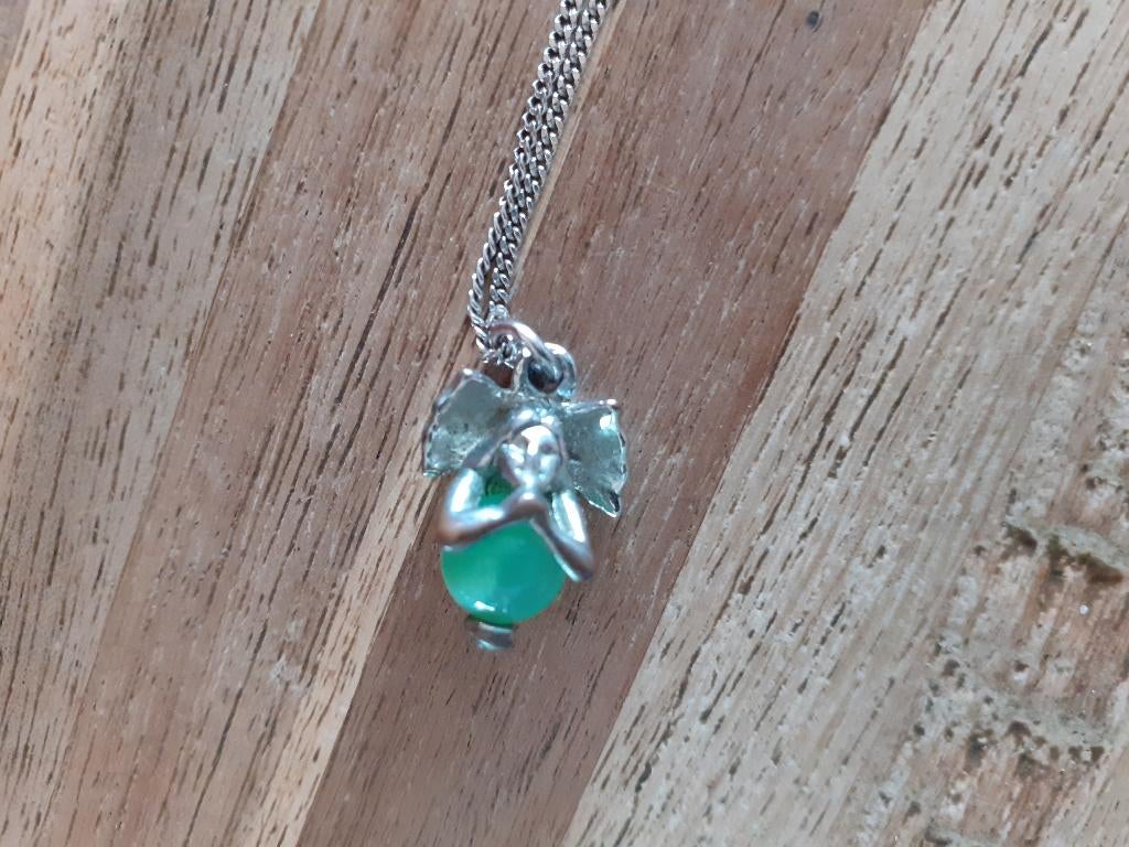 ketting halsketting met Engelenhanger parelmoer, Handtassen en Accessoires, Kettingen, Ophalen of Verzenden, Zo goed als nieuw