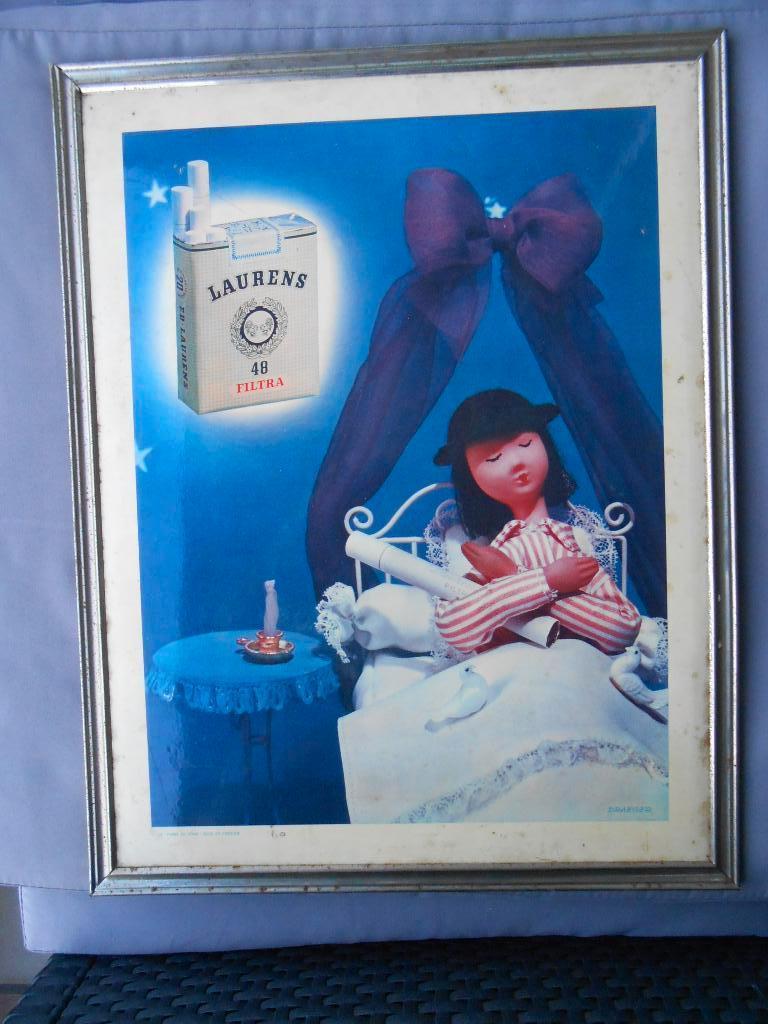 Panneau publicitaire à cigarettes Laurens, Collections, Enlèvement ou Envoi, Comme neuf, Panneau publicitaire
