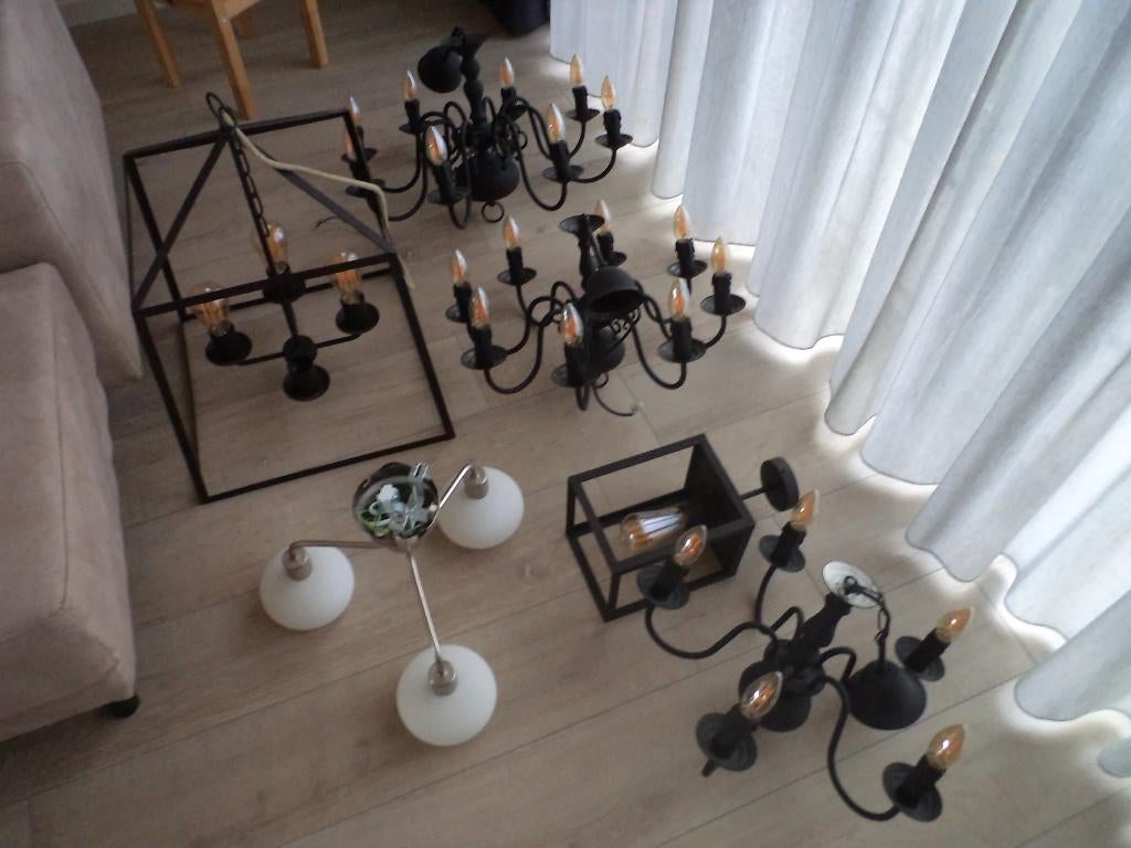 Landelijke lusters, Maison & Meubles, Lampes | Suspensions, Verre, Métal, Tissus, Enlèvement