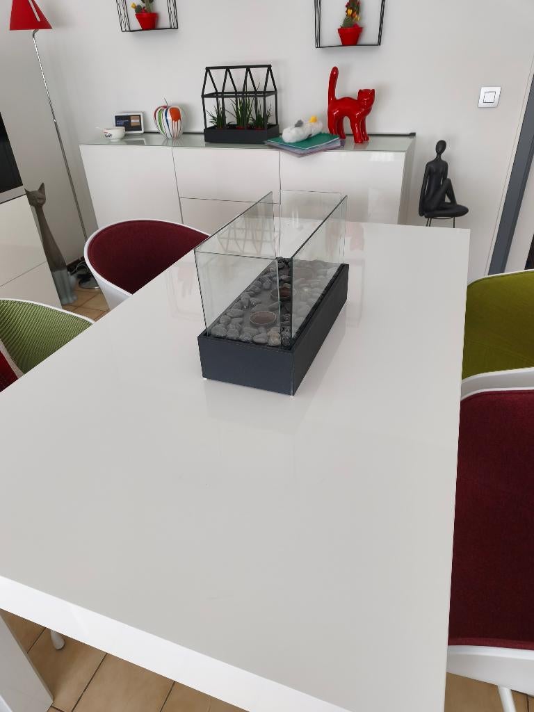 Wit gelakte eetkamertafel 1m60, Ophalen, 50 tot 100 cm, Zo goed als nieuw, 150 tot 200 cm