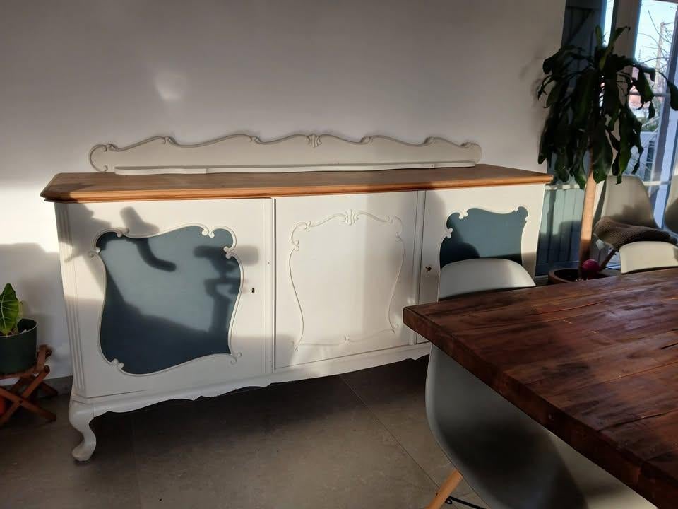 Buffet en bois relooké, Huis en Inrichting, Kasten | Buffetkasten, Ophalen, Met deur(en), 200 cm of meer, Minder dan 100 cm