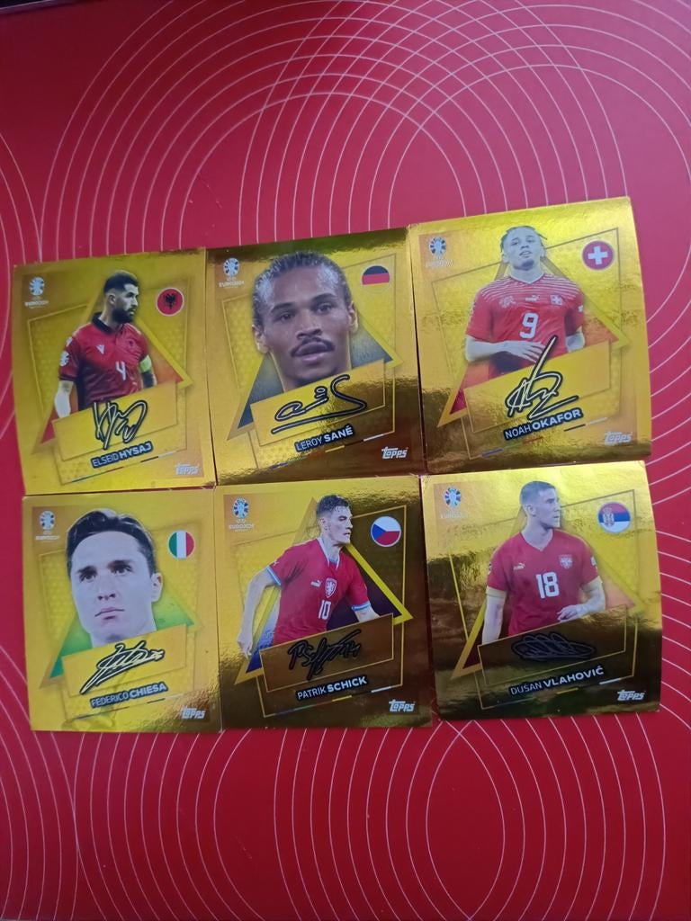 6 Gouden stickers EK 2024 Topps, Ophalen of Verzenden