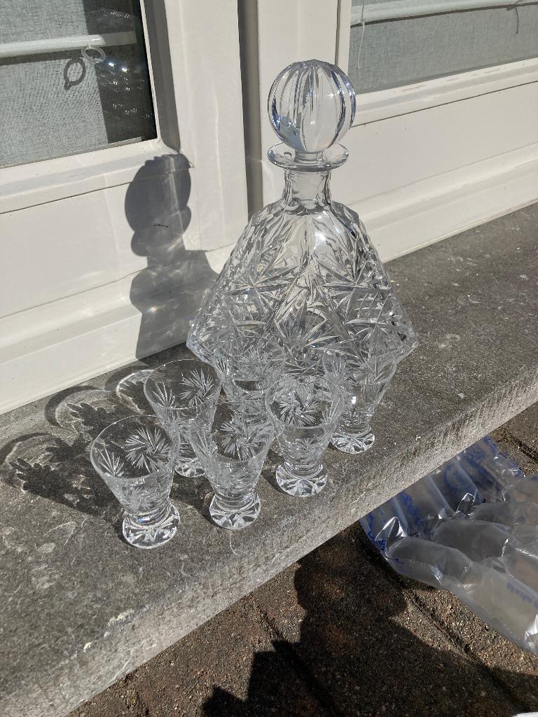 Kristallen karaf met 6 glaasjes, Ophalen, Nieuw