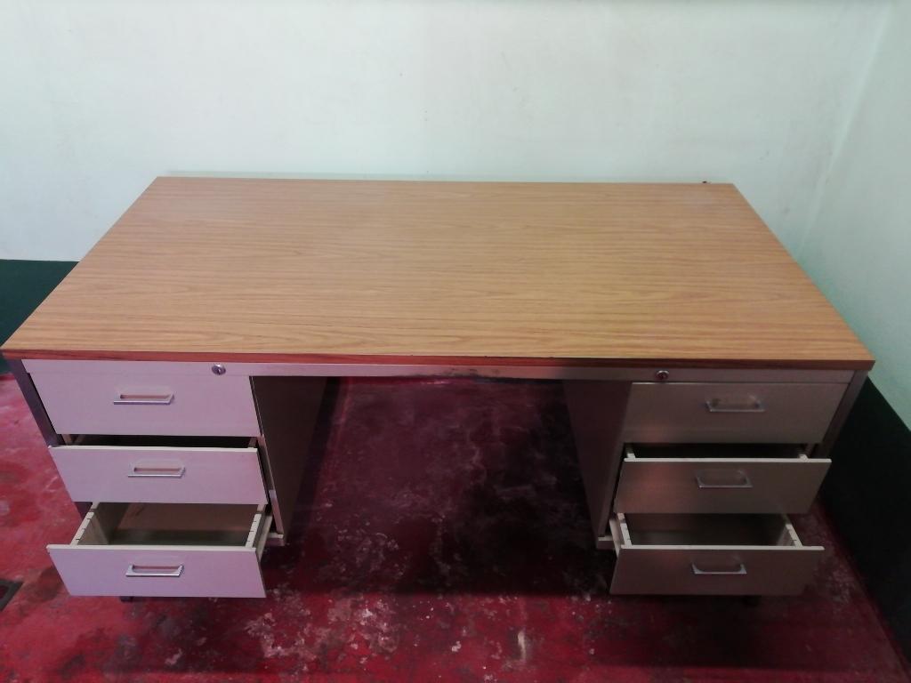 Bureau métallique à 2 blocs de 3 tiroirs, Maison & Meubles, Enlèvement, Utilisé, Métal