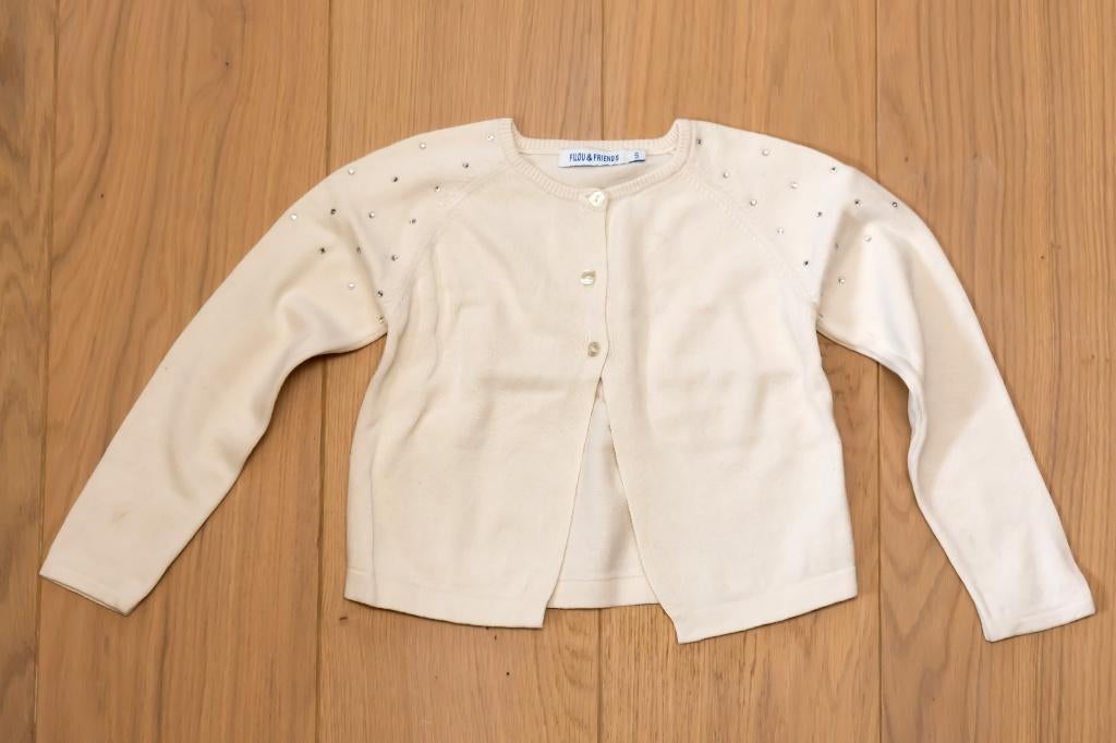 Ecru cardigan Filou&Friends, maat 5 jaar, Kinderen en Baby's, Kinderkleding | Maat 110, Gebruikt, Meisje, Trui of Vest, Ophalen of Verzenden