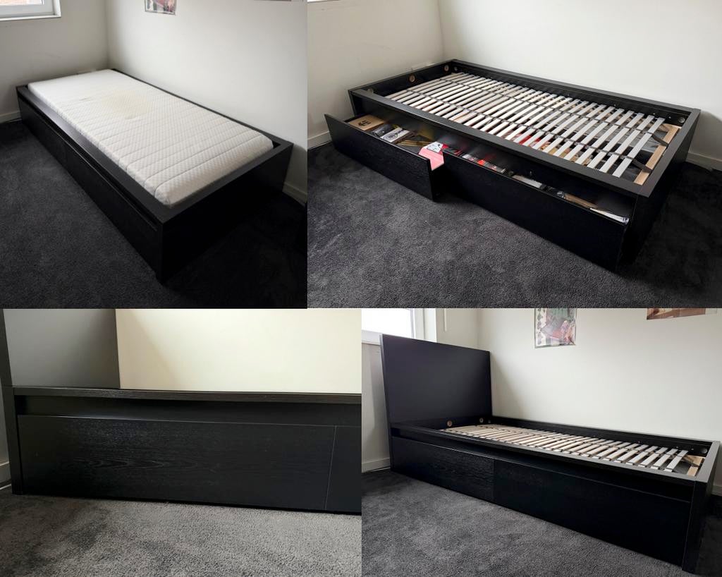 IKEA MALM bed + lattenbodem + matras in goede staat, Kinderen en Baby's, Kinderkamer | Bedden, 85 tot 100 cm, Gebruikt, 180 cm of meer