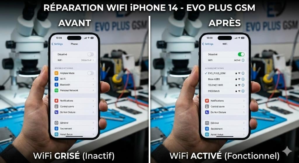Réparation carte mère iPhone 14 problème WiFi pas cher, Enlèvement, Apple iPhone