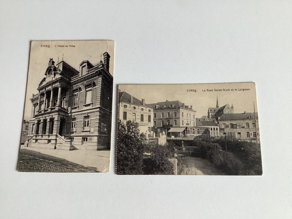 2 oude gelopen postkaarten Ciney, Verzamelen, Postkaarten | België, Ophalen of Verzenden, Voor 1920, Gelopen, Namen