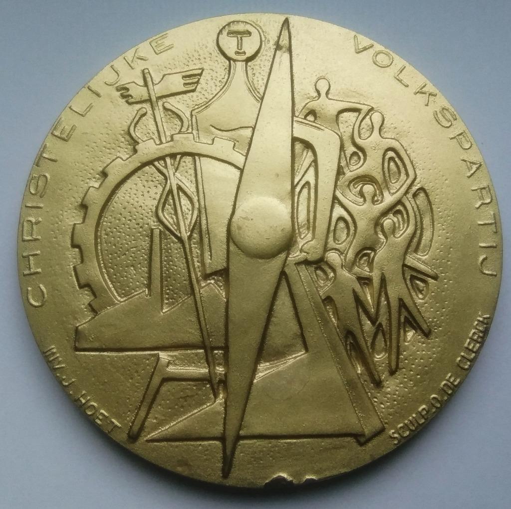 medaille 1985 CVP 1945-1985 christelijke volkspartij, Ophalen of Verzenden, Overige materialen