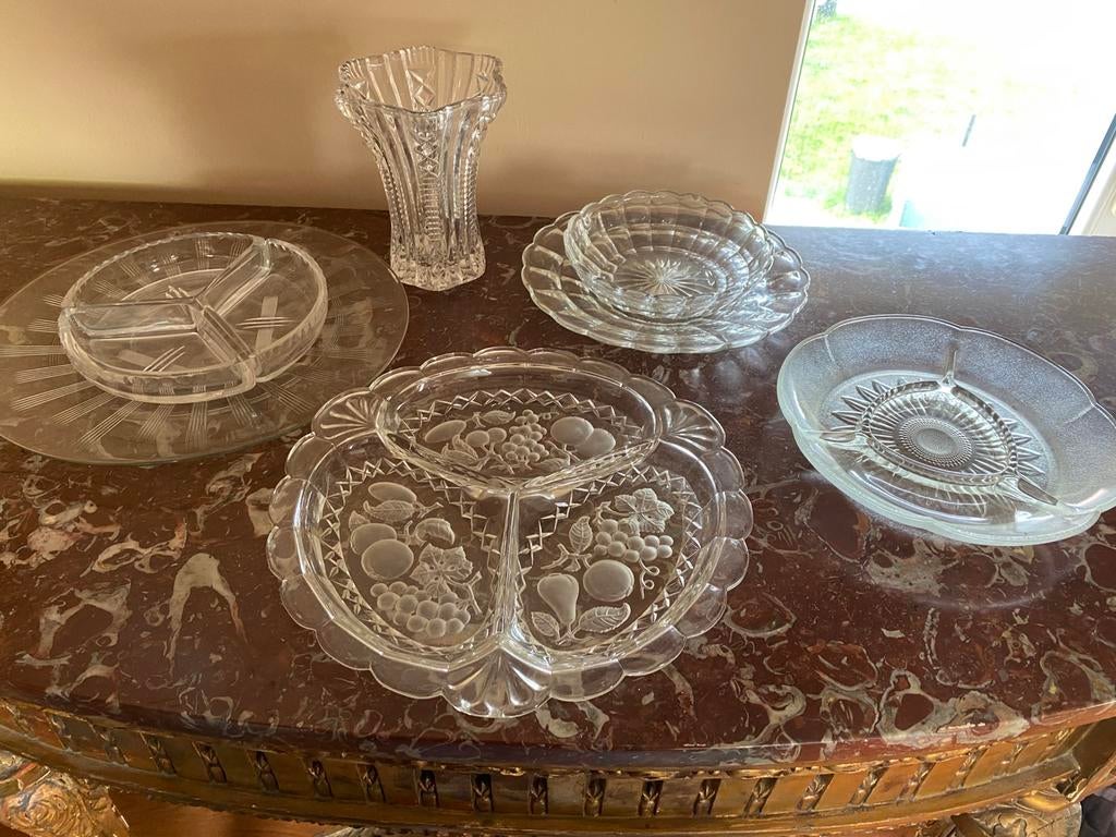 Plats et vase art deco, Antiquités & Art, Antiquités | Verre & Cristal, Enlèvement