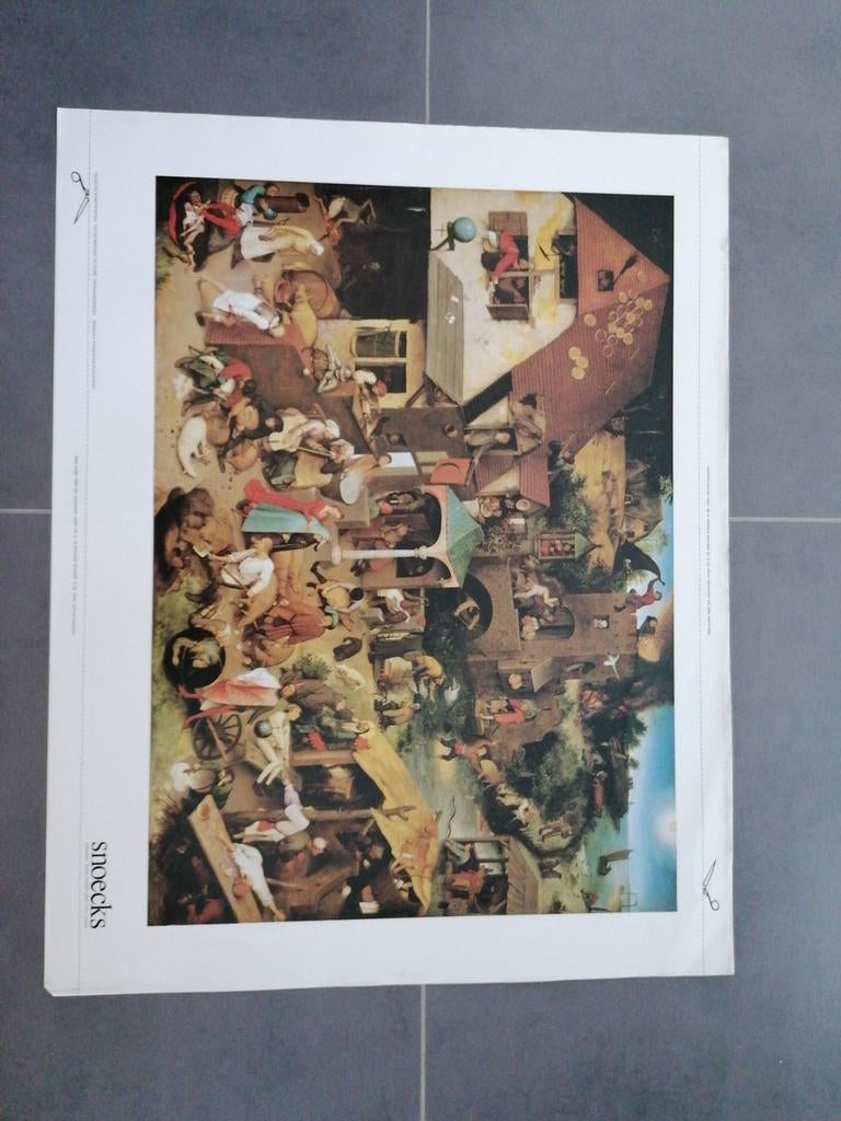 Snoecks kunstposter, Pieter Bruegel de oude, spreekwoorden., Antiquités & Art, Enlèvement ou Envoi