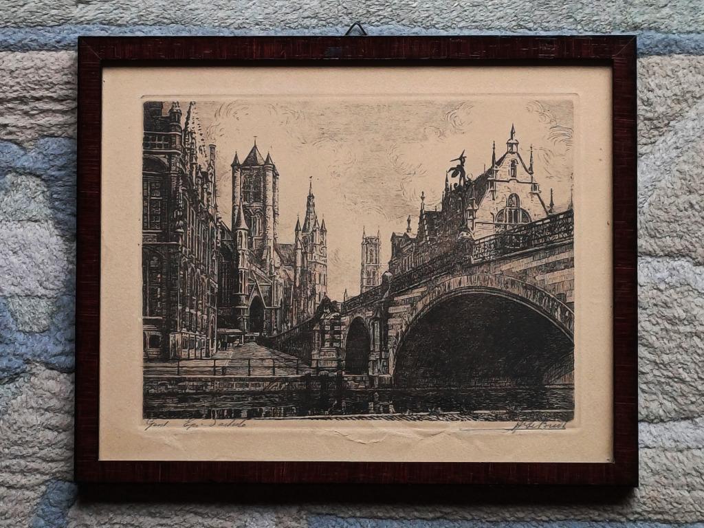 Gravure Gand d'Henri De Budt - signée - épreuve d'artiste, Enlèvement