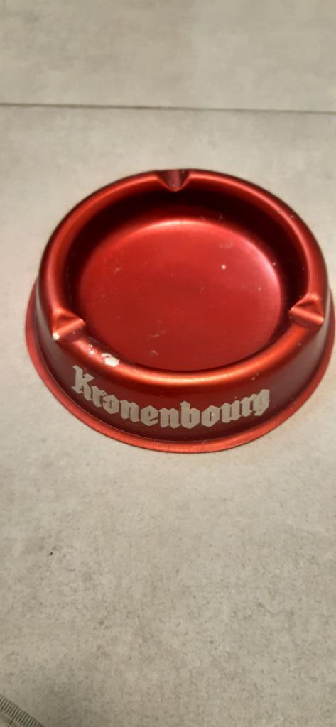 asbak Kronenbourg metaal blik rood 14cm, Verzamelen, Ophalen of Verzenden, Asbak