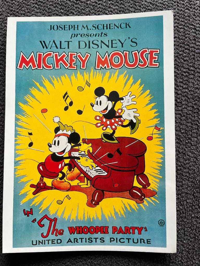Postkaart Mickey Mouse Piano, Verzamelen, Disney, Mickey Mouse, Verzenden