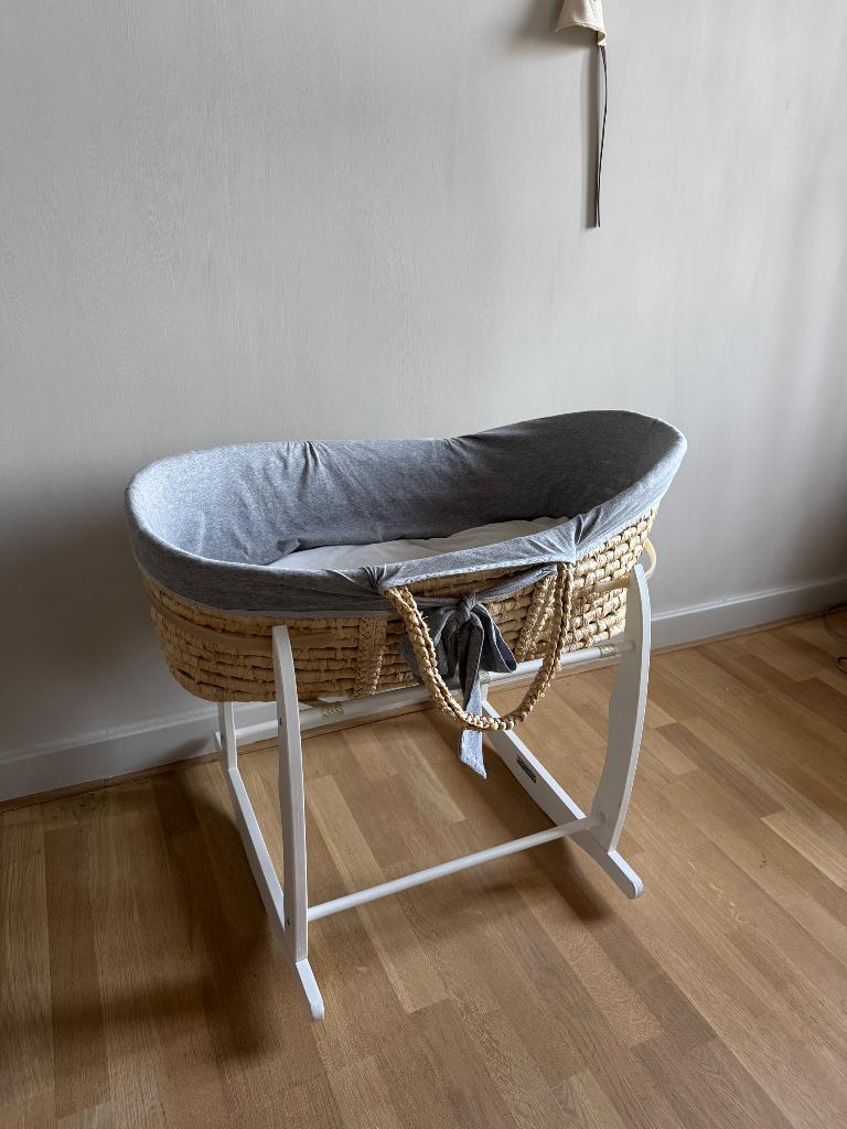 Moses Mand Childhome met schommelstandaard, baby wieg, riet, Ophalen, Zo goed als nieuw, Minder dan 140 cm, Minder dan 70 cm
