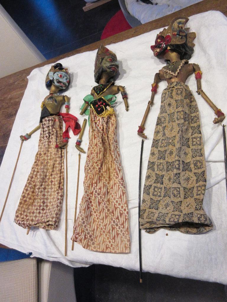 3 WAYANG pop marionettentheater marionet, Antiek en Kunst, Ophalen