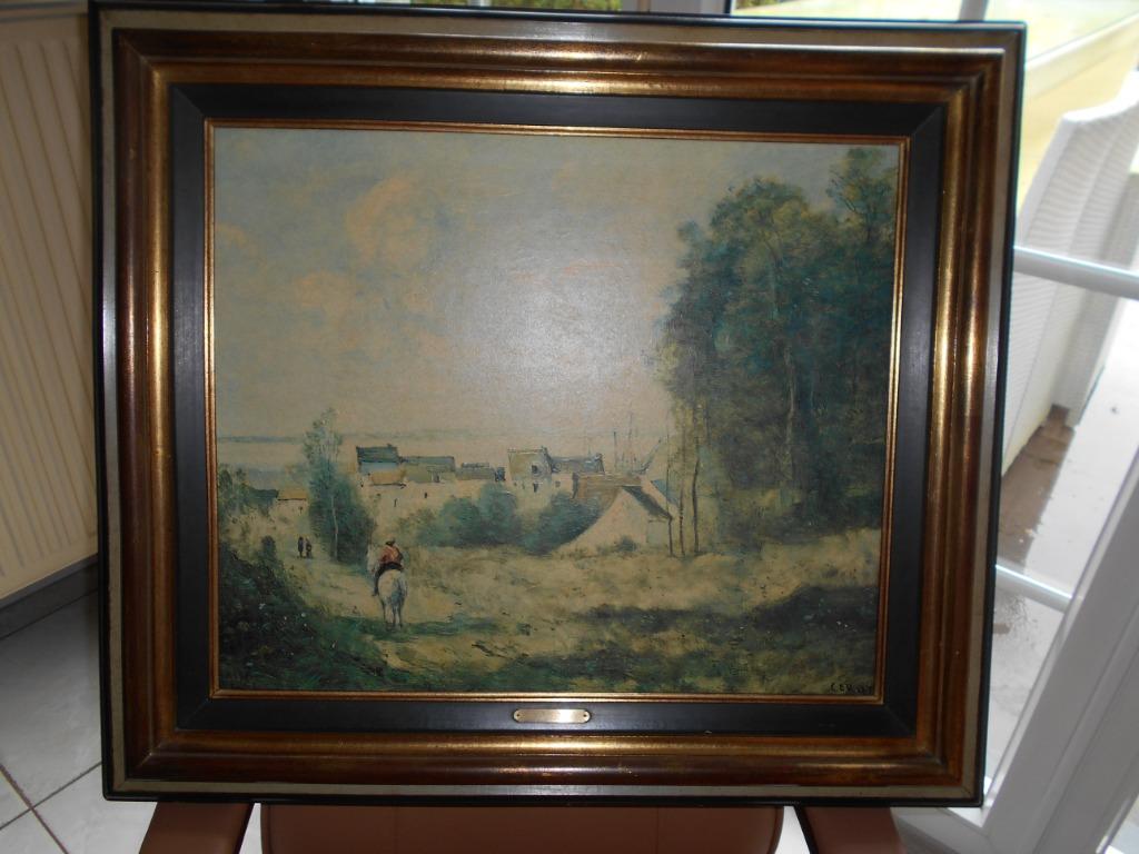 Duplikaat in prachtig kader vd hand van Corot JBC 1796-1875, Antiquités & Art, Enlèvement