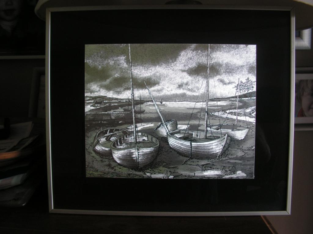 Prachtige kader met hologram van 5 sloepen., Ophalen of Verzenden