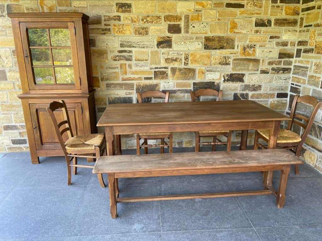 Salle à manger complète en chêne massif, Enlèvement, Utilisé, Ardenne/ Campagnard, 4 à 6 chaises