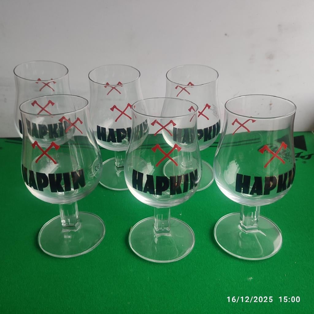 6 GALOPIN HAPKIN bierglazen., Ophalen, Zo goed als nieuw, Glas of Glazen, Overige merken