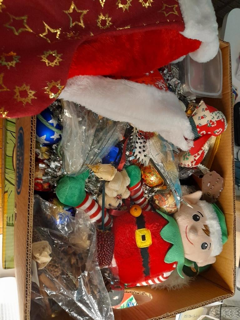 Volle bananendoos kerstversiering (veel vintage), Diversen, Kerst, Ophalen, Zo goed als nieuw