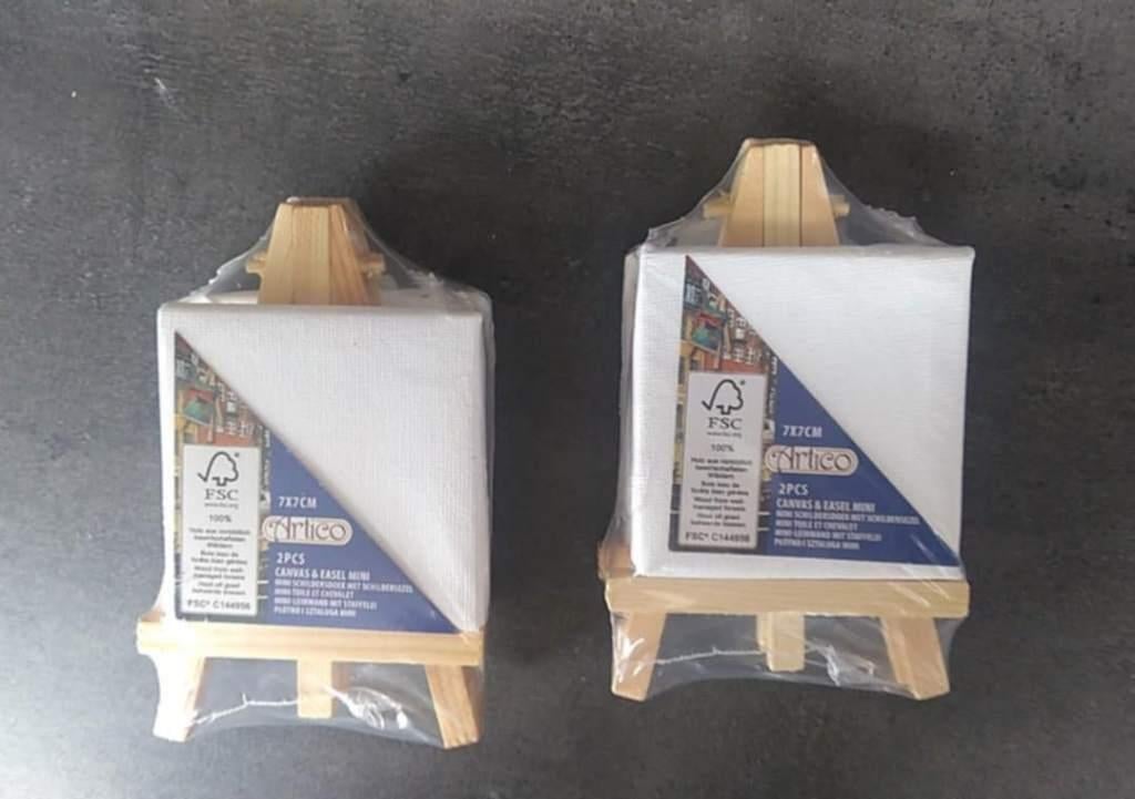 mini canvas en ezel om zelf te schilderen 2 stuks NIEUW, Ophalen of Verzenden, Nieuw, Ezel