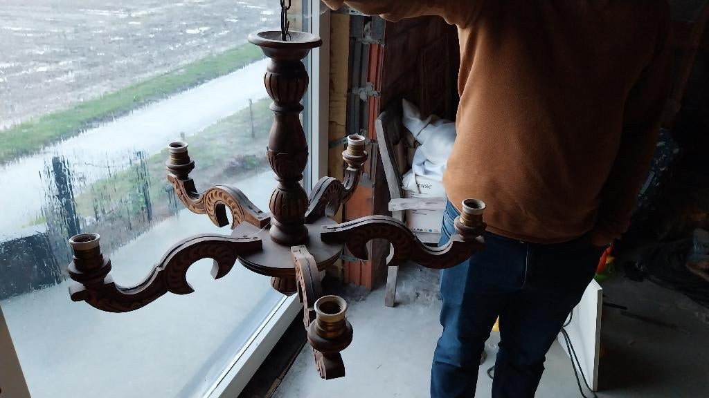 Houten luster, Antiek en Kunst, Ophalen of Verzenden