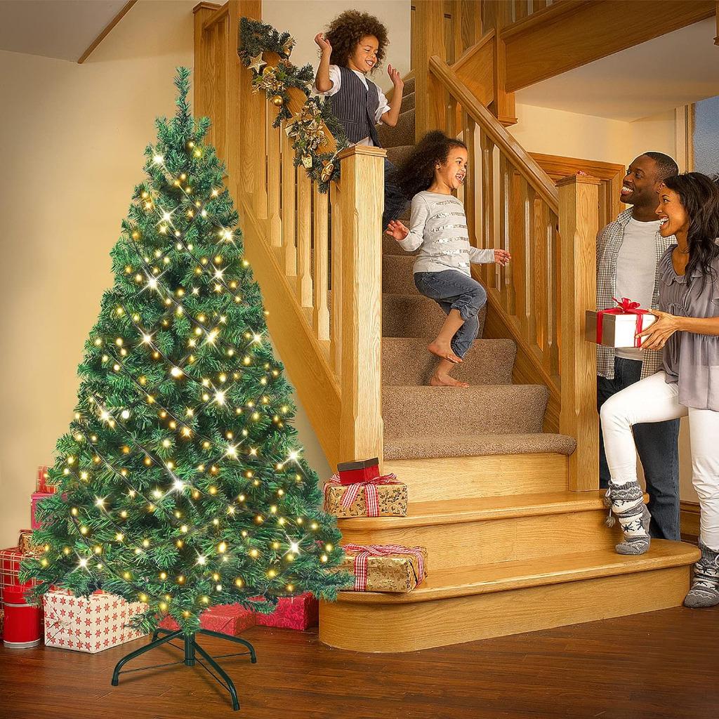 Groene Kerstboom 210cm Met 350 Vast Ingebouwde Led's Autom., Diversen, Verzenden, Nieuw