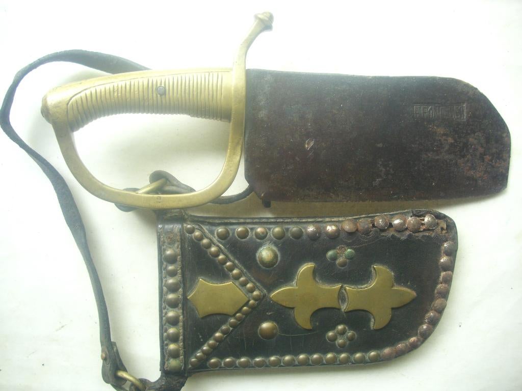 19e siècle fendoir artisanal français poignée sabre briquet, Collections, Envoi, Armée de terre, Épée ou sabre