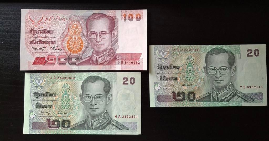 Thailand 3 bankbiljetten in UNV, Timbres & Monnaies, Billets de banque | Asie, Envoi