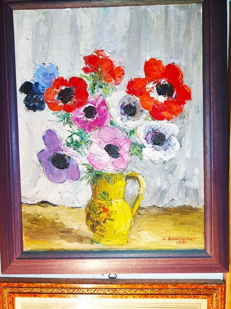 Schilderij met een boeket bloemen. (Gedateerd en gesigneerd), Antiek en Kunst, Kunst | Schilderijen | Klassiek, Ophalen of Verzenden
