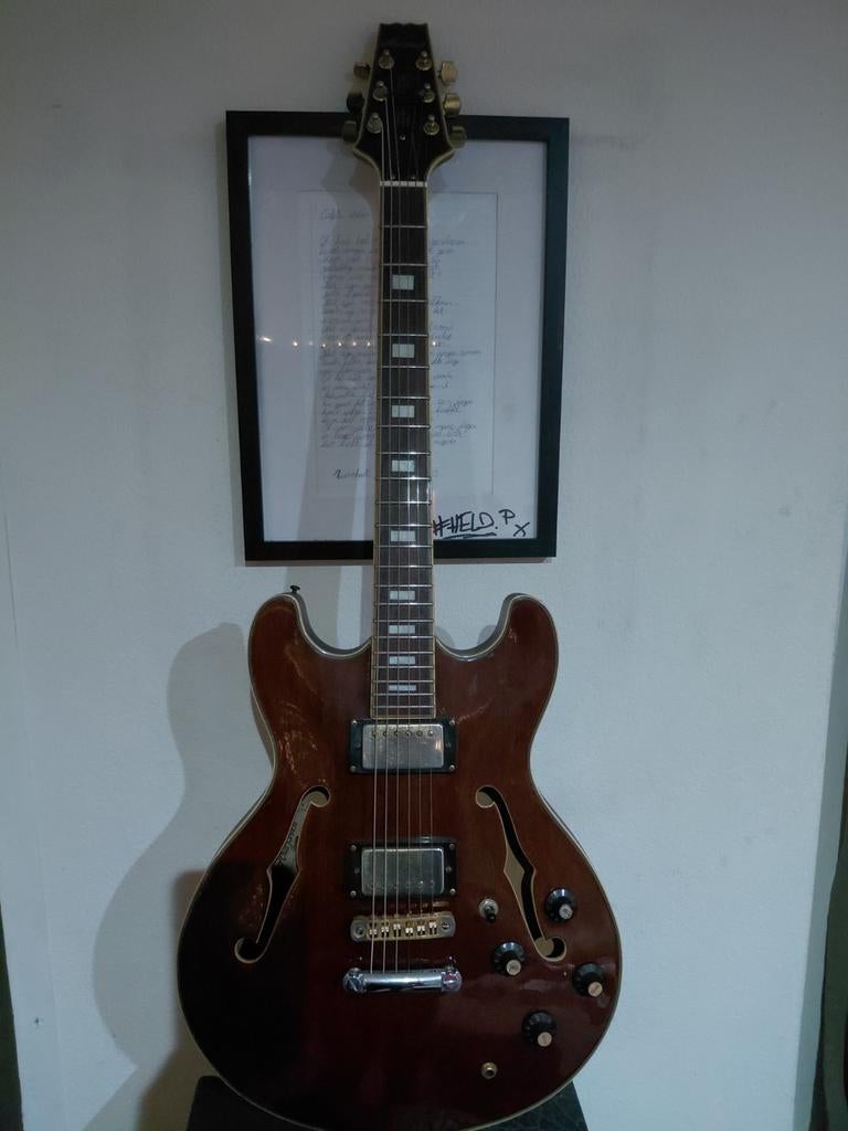 “Vintage Aria Pro II TA-65 Semi Hollow – ES335 stijl – jaren, Muziek en Instrumenten, Ophalen of Verzenden, Hollow body, Gibson