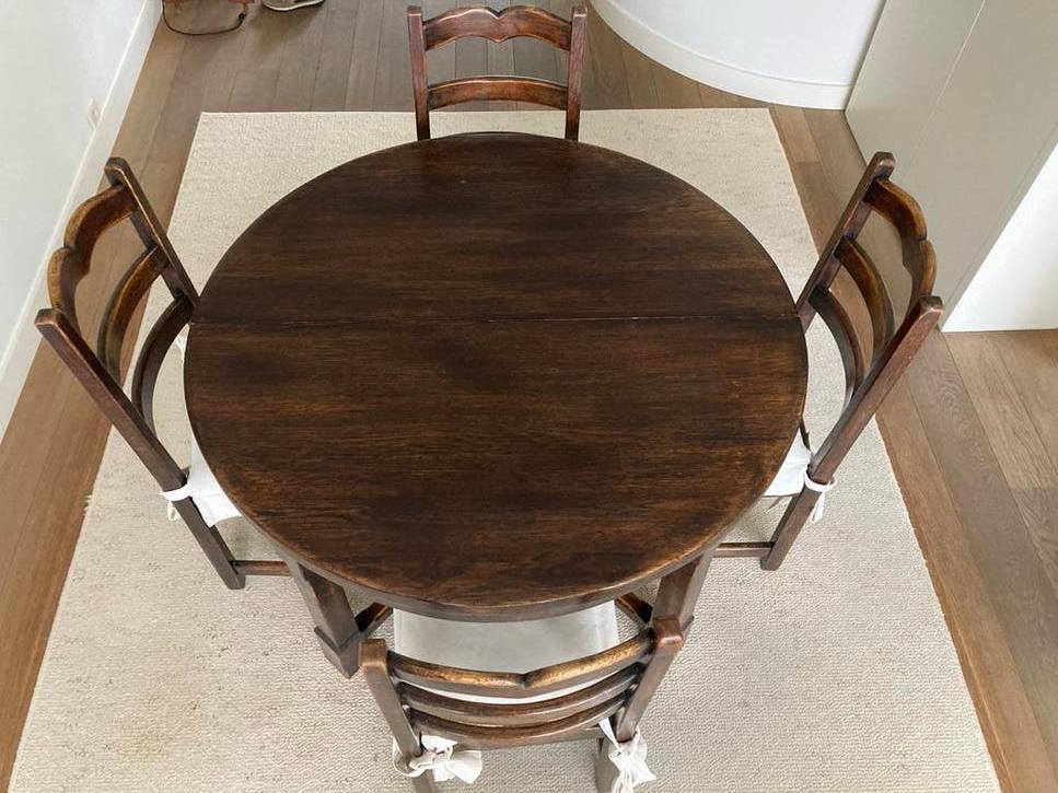 🇧🇪 Eiken tafel 120 of 160 of 200 cm, Huis en Inrichting, Ophalen, Gebruikt, Rond de tafel rustiek, moderne massief eik, 4 tot 6 stoelen