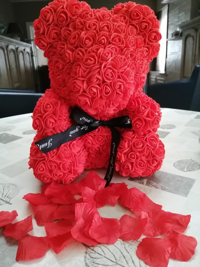rode liefdes bloem( roosjes ) beer 40, Verzamelen, Beren en Cherished Teddies, Ophalen of Verzenden, Zo goed als nieuw, Overige typen