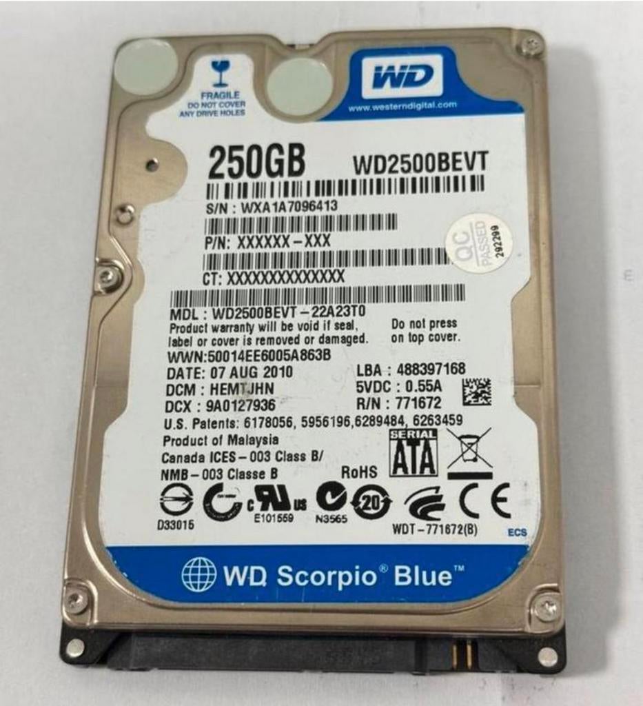 250GB SATA 2.5" HARD DISK DRIVE HIGH SIERRA 10.13.6 MACBOOK, Computers en Software, Harde schijven, Ophalen of Verzenden, Zo goed als nieuw