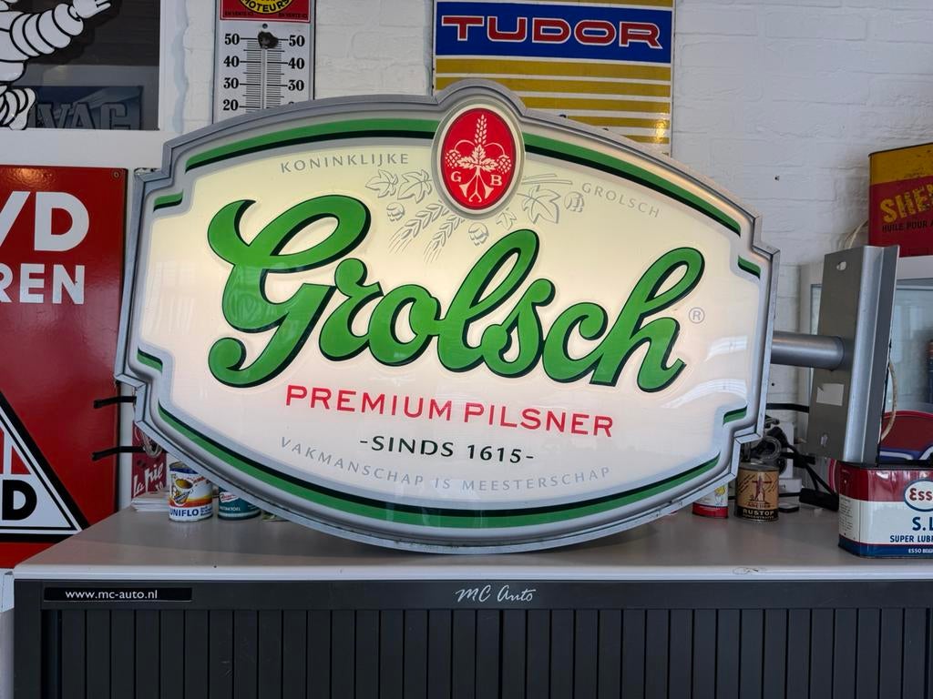 Grolsch bier reclame lichtbak, Verzamelen, Ophalen, Gebruikt, Lichtbak of (neon) lamp