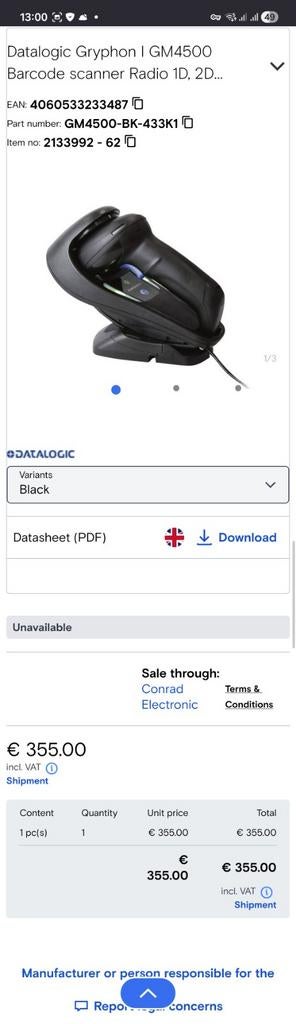 Gryphon GM4500 draadloos scannen en opladen, Ophalen of Verzenden
