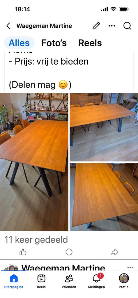 Eiken eettafel, Huis en Inrichting, Tafels | Eettafels, Ophalen, Zo goed als nieuw