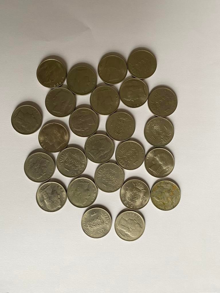 Set van 25 oude munten van 1 Belgische frank, Postzegels en Munten, Ophalen of Verzenden, Metaal, Losse munt