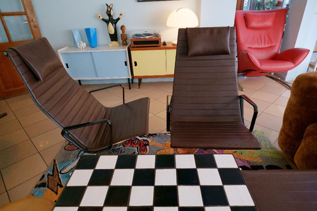 Fauteuils MILLER - EAMES lounge chair E124 + ottoman E125, 75 à 100 cm, Vintage, Enlèvement, Utilisé