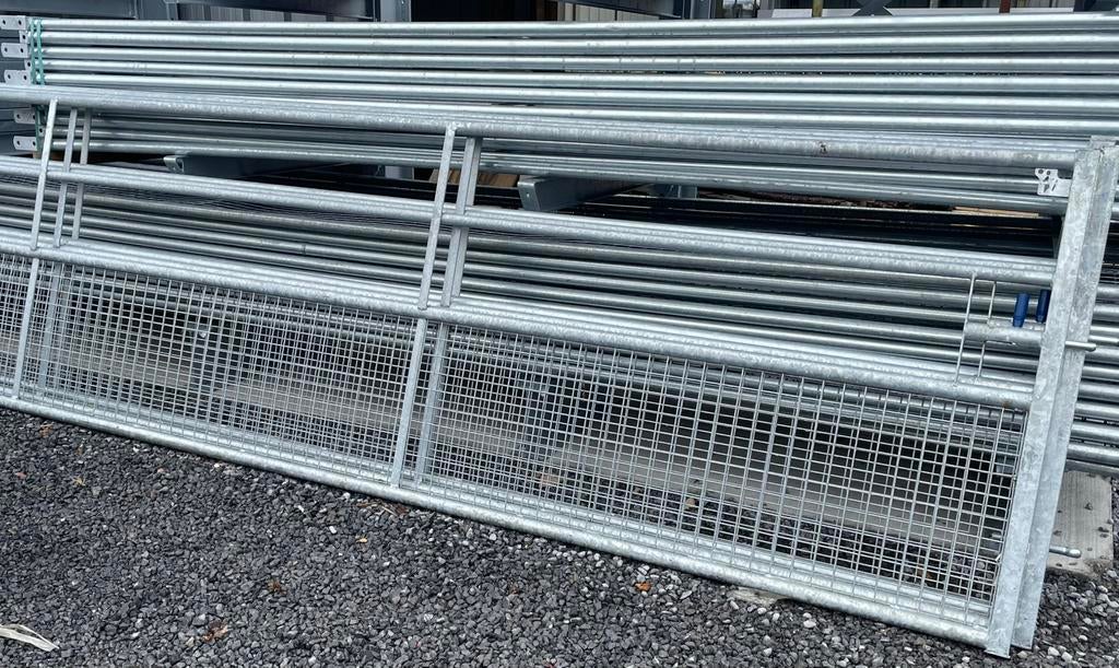 Barrière de prairie/ferme galvanisée 1/2 grillagée, Pâturage, 4 chevaux ou poneys ou plus