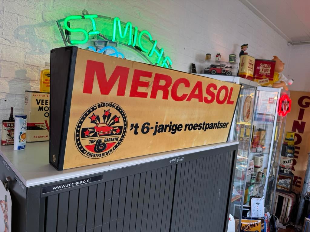 Ancienne boîte à lumière publicitaire Mercasol, Enlèvement, Utilisé, Table lumineuse ou lampe (néon)