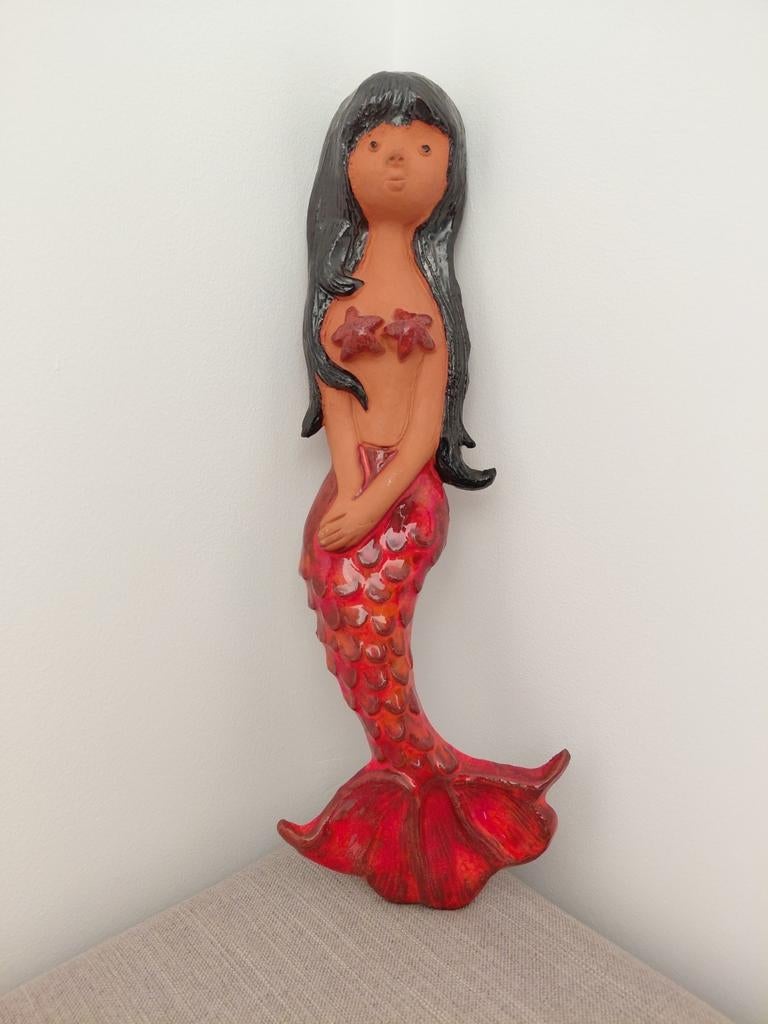Vintage zeemeermin keramiek, wanddecoratie, wandplaquette, Enlèvement ou Envoi