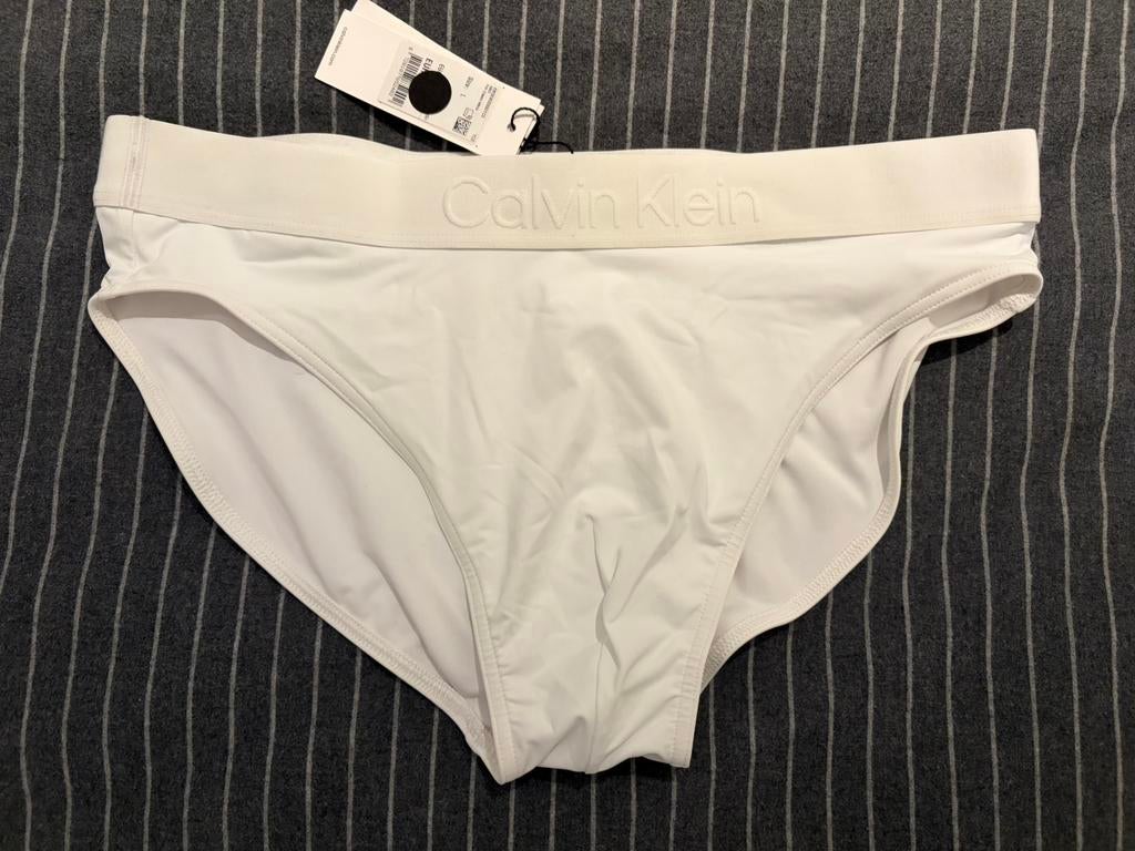 Calvin Klein Zwemslip maat L, Verzenden, Maat 52/54 (L), Wit, Zwemslip