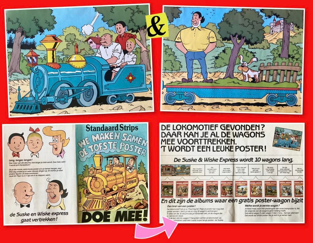 ♦️S&W🗯️ 2 Trein Posters + folder 🚂🚃, Verzamelen, Stripfiguren, Gebruikt, Plaatje, Poster of Sticker, Suske en Wiske, Ophalen of Verzenden