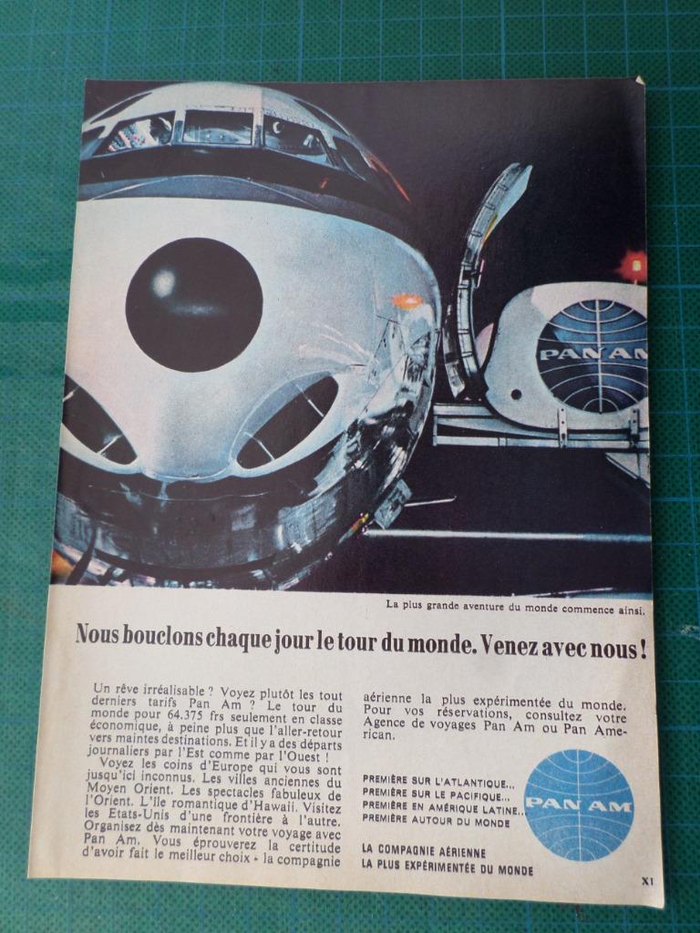 Transport aérien - Pan Am - publicité papier - 1964, Ophalen of Verzenden, Gebruikt, Overige typen