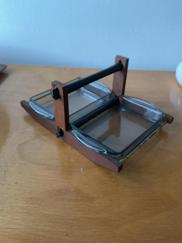 Plat vintage teck verre aperitif scandinave sixties 60’s, Enlèvement ou Envoi